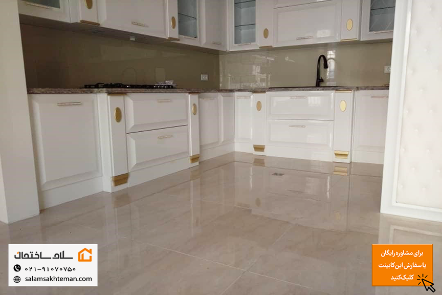 کابینت انزو سفید طلایی