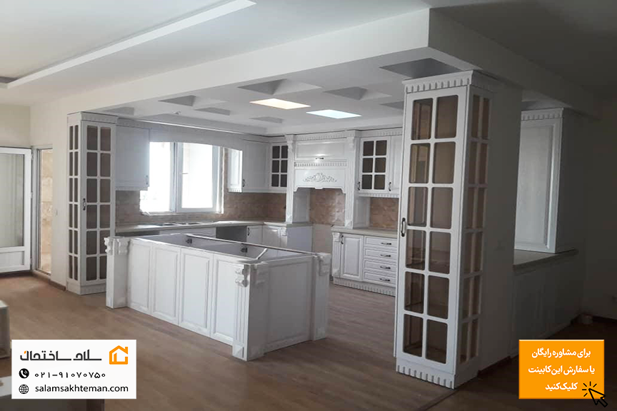 کابینت و جزیره سفید کلاسیک