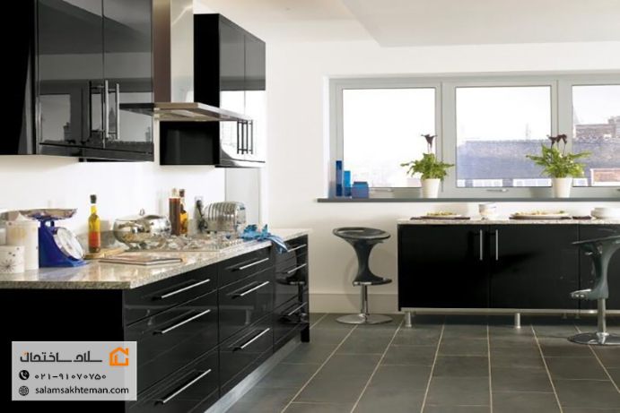 کابینت با رنگ مشکی هایگلاس
