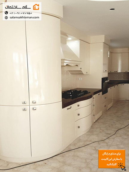 کابینت منحنی هایگلاس سفید
