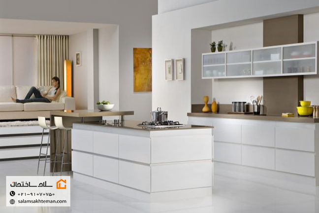 کابینت بدون دستگیره هایگلاس سفید
