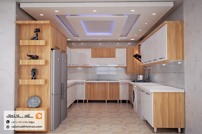 کابینت سفید قهوهای روشن