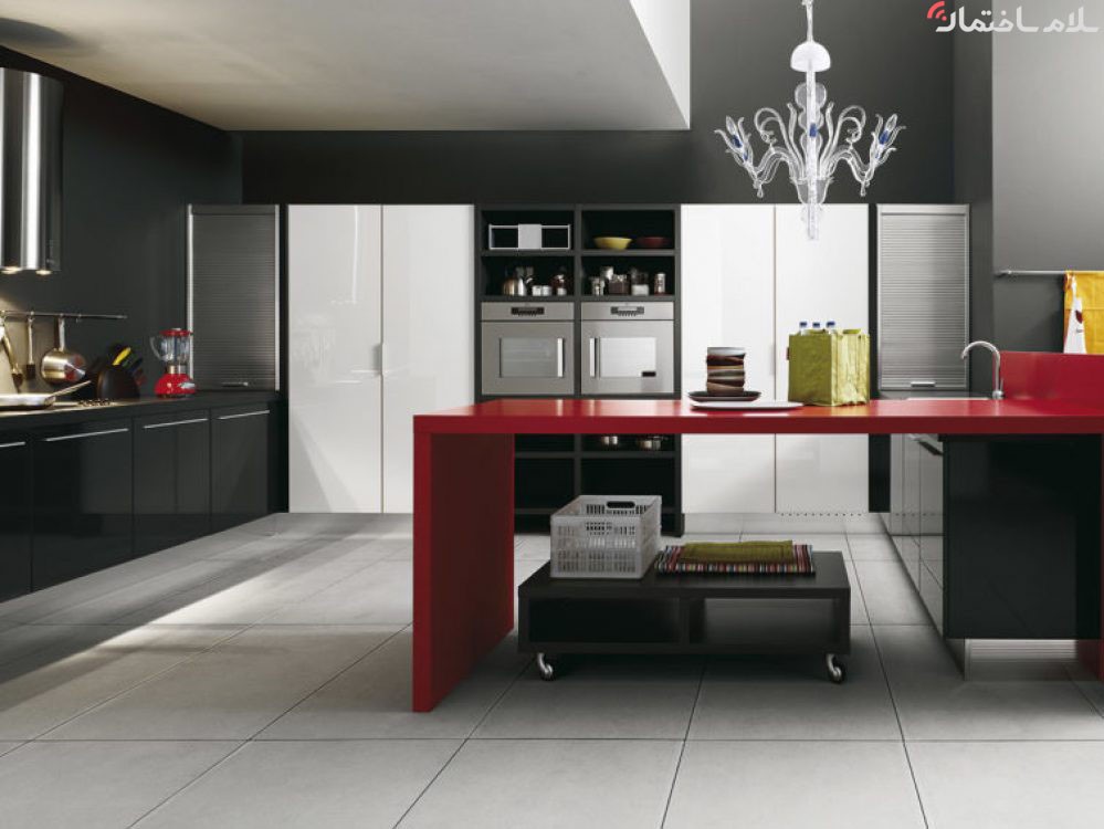 کابینت آشپزخانه مشکی زرشکی