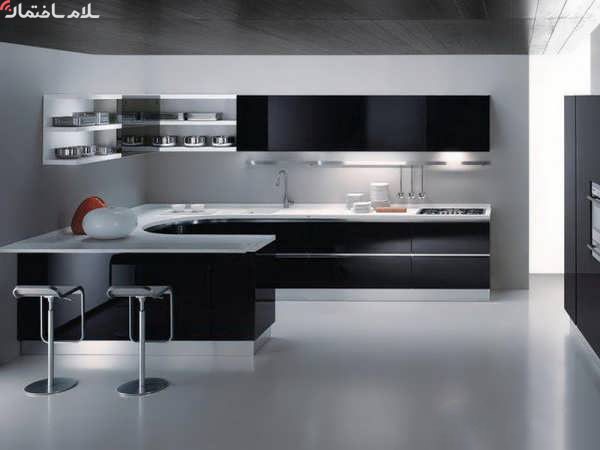 کابینت آشپزخانه مدرن سفید مشکی