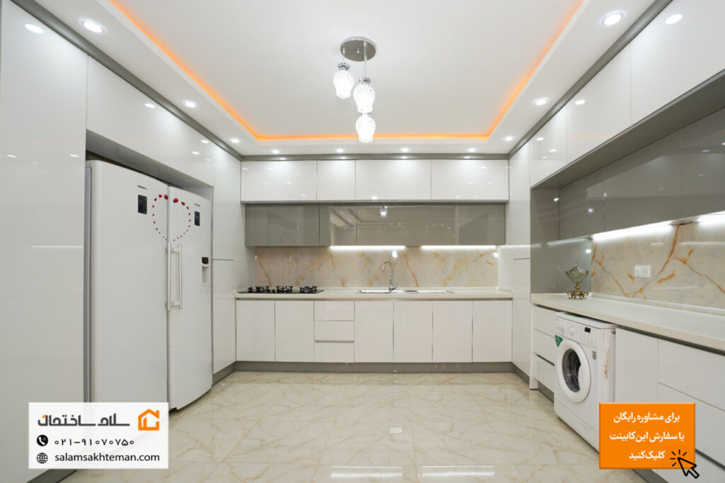 کابینت هایگلاس و کینگ گلاس سفید طوسی اصفهان