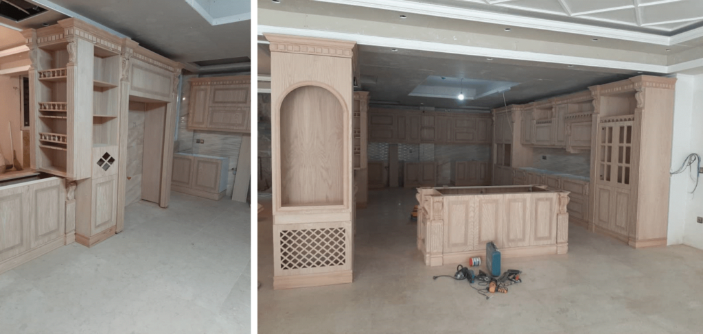 کابینت در حال ساخت چوب طبیعی توسط متخصص سلام ساختمان