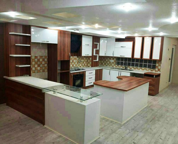 کابینت ام دی اف با جزیره قوسی