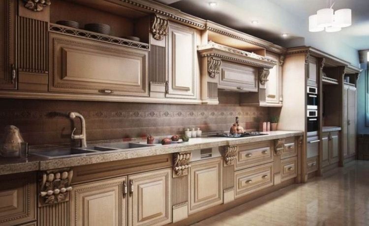کابینت ممبران جدید کلاسیک با کاور هود منبت کاری شده