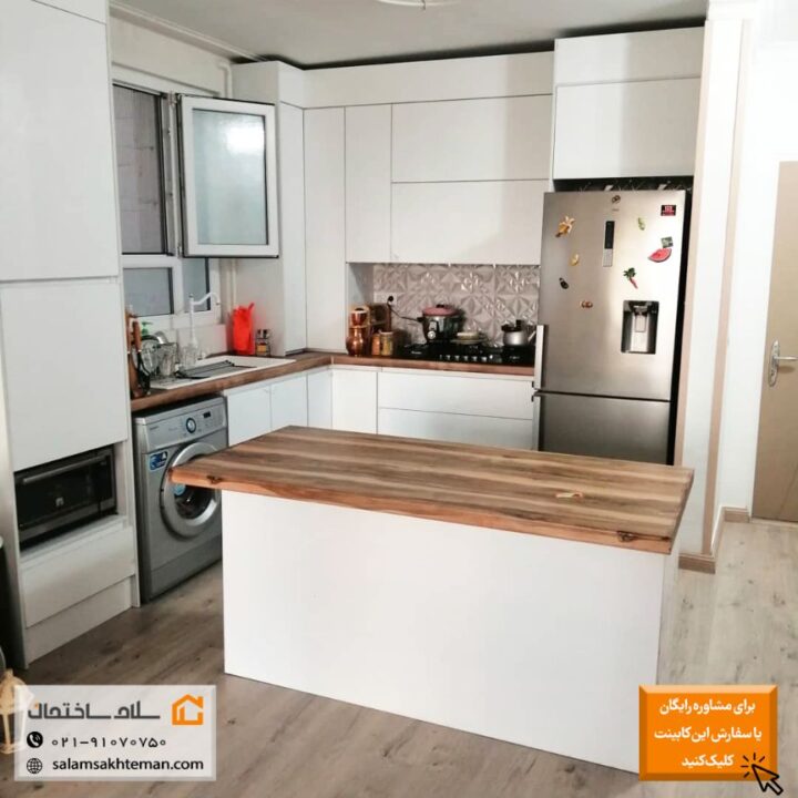 کابینت هایگلاس سفید بدون دستگیره روکار