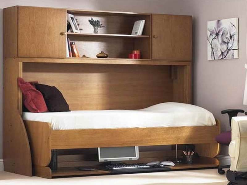 مدل تخت دیواری تاشو قهوه ای