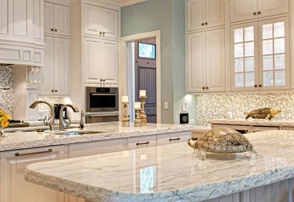 صفحه کابینت سنگ طبیعی مرمر سفید با رگه های سیاه