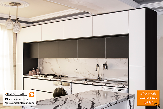 کابینت هایگلاس مات سفید و خاکستری