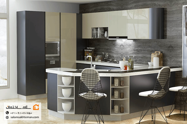 کابینت هایگلاس مات سفید طوسی