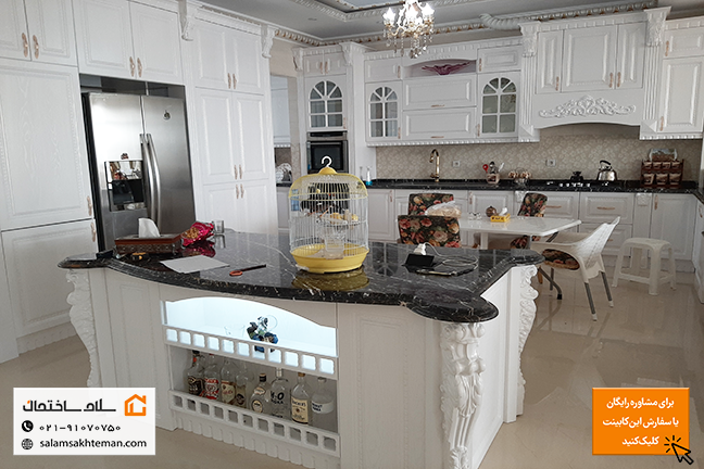 کابینت ممبران سفید با دستگیره طلایی