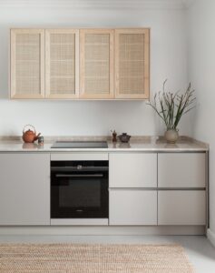 کابینت حصیری طوسی کرم با دستگیره مخفی