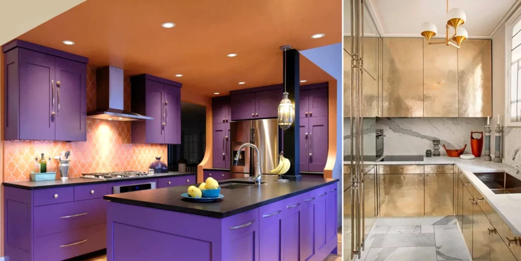 دو مدل سبک کابینت هالیوودی طلایی و بنفش