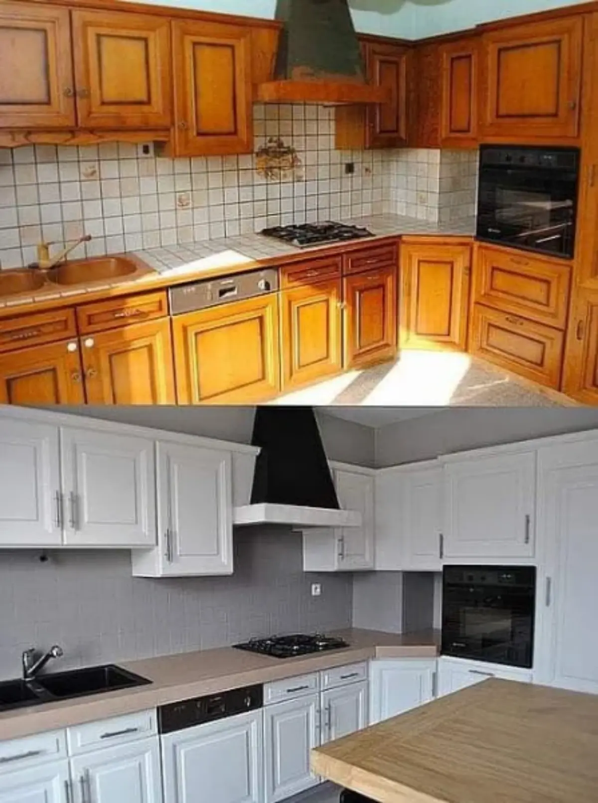 تغییر رنگ کابینت چوبی قدیمی به سفید