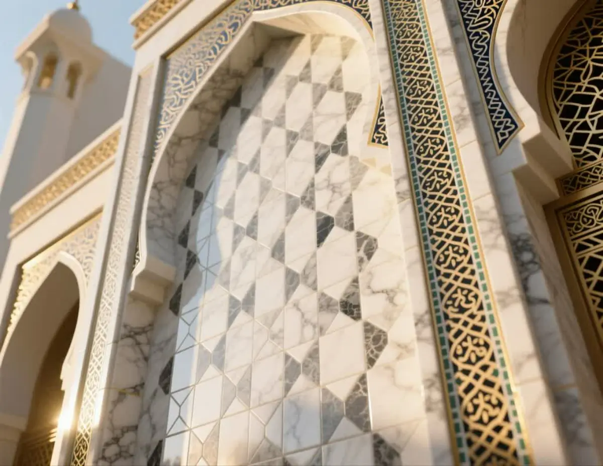 سنگ مرمریت نما در ابعاد تایلهای سفید مشکی