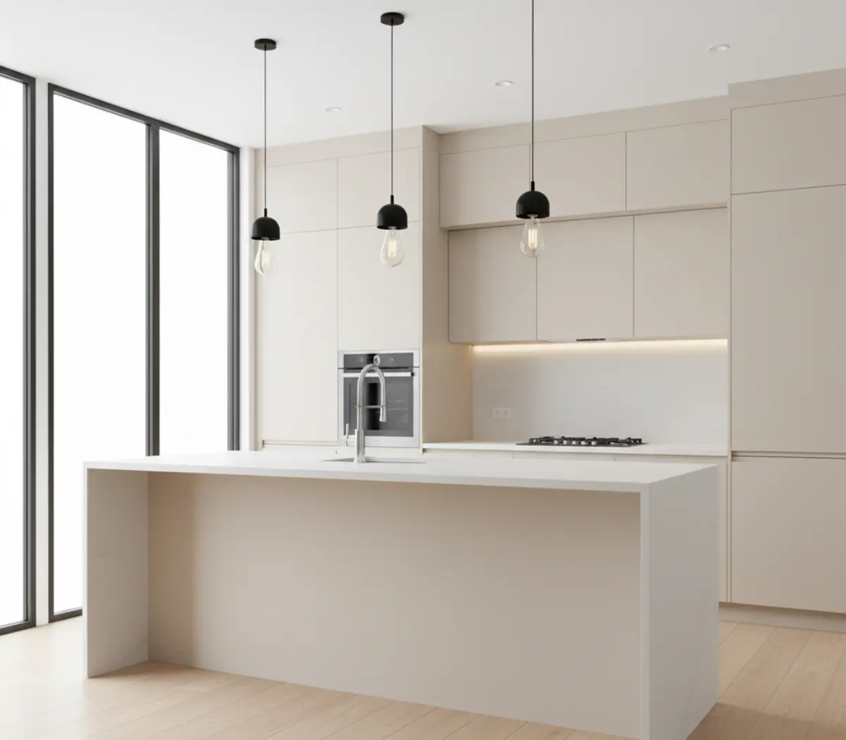 صفحه کابینت اچ پی ال سفید ساده برای کابینت و جزیره مدرن سفید