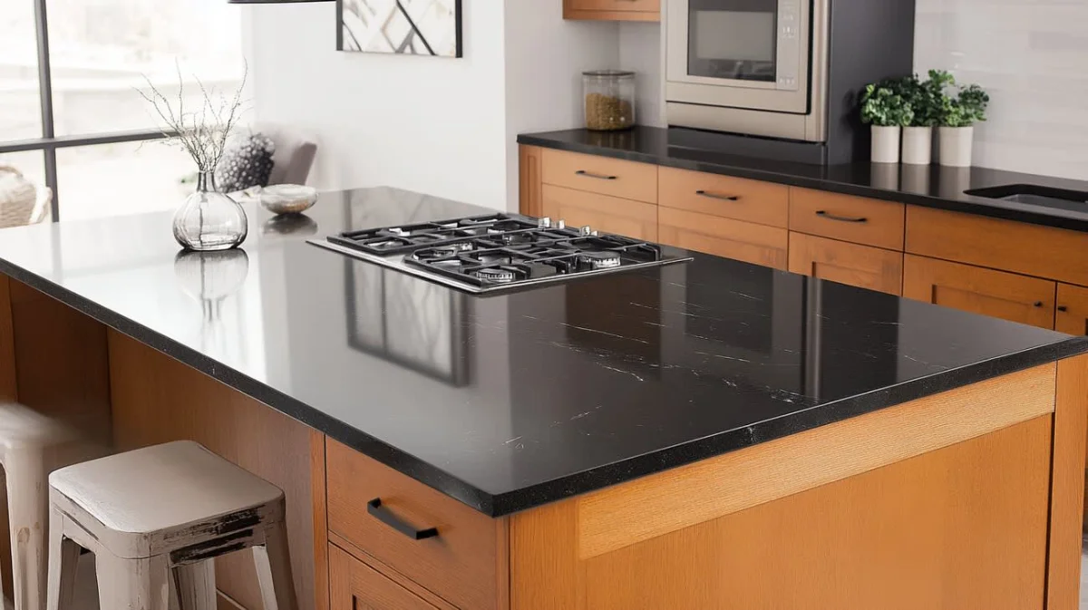 صفحه کابینت مشکی براق با خطوط سفید برای کابینت نئوکلاسیک چوبی