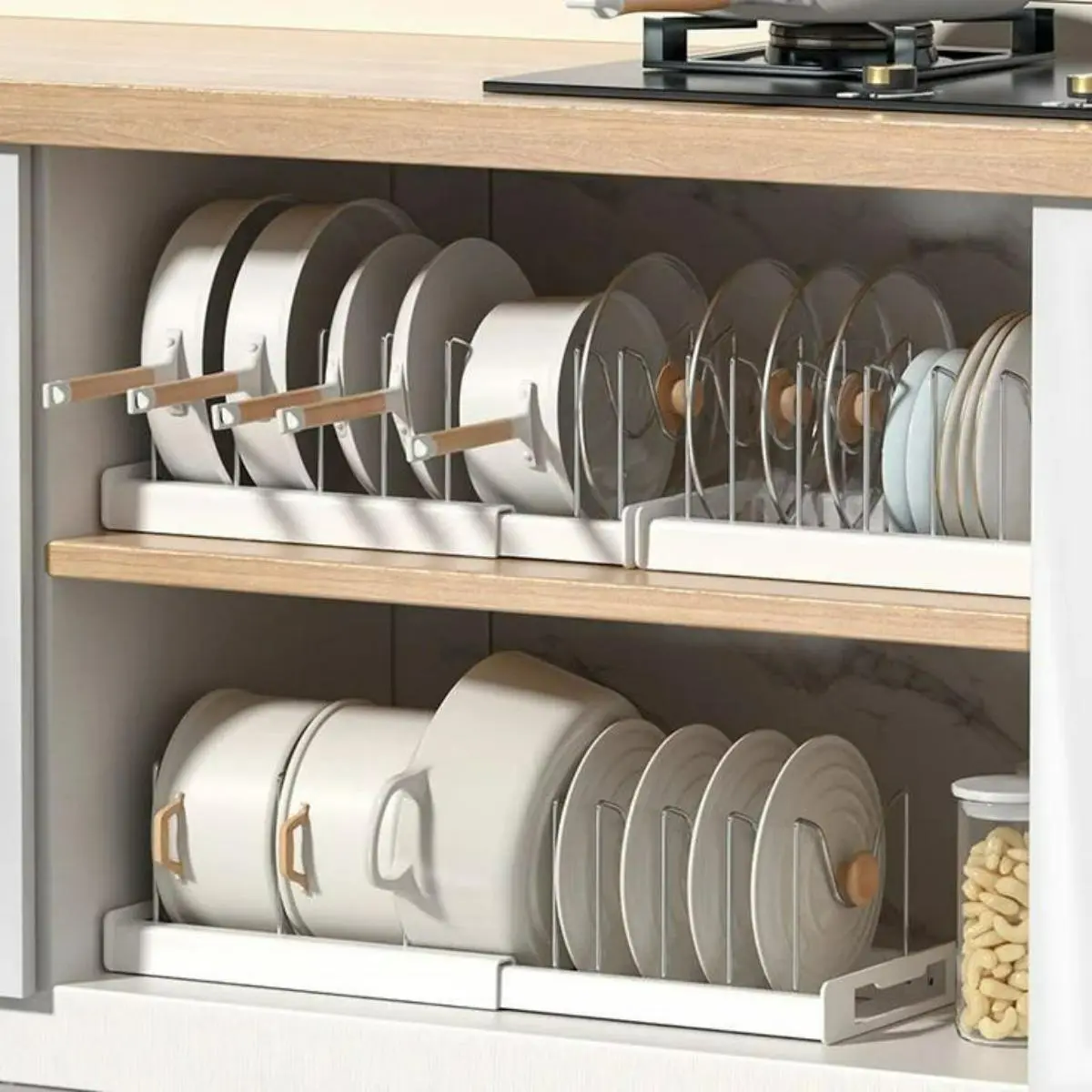 نظمدهنده درب قابلمه و بشقاب داخل کابینت