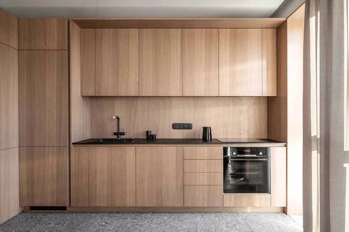 کابینت مدرن طرح چوب قهوهای روشن