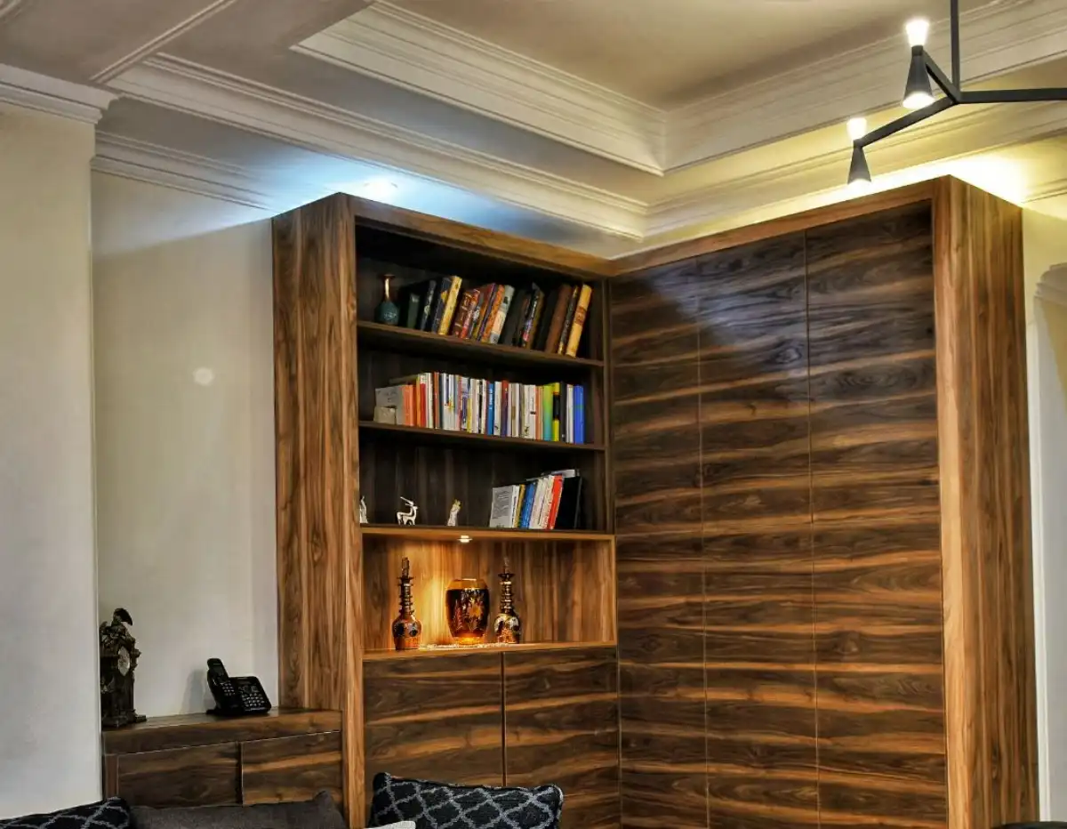کتابخانه طرح چوب ام دی اف قهوهای